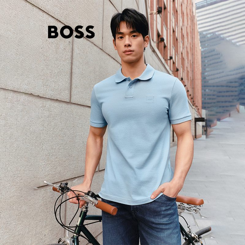 【父亲节礼物】BOSS博斯 男士26年夏季新款双纽扣休闲短袖Polo衫