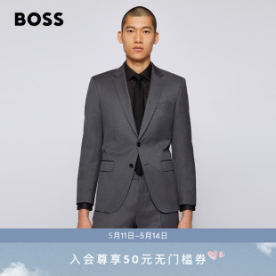 BOSS男士 HUGO 外套夹克 商务正装 徽标衬里羊毛单排扣商务西装