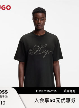 【100%棉】HUGO雨果 男士26年春季新款刺绣徽标棉质平纹布T恤