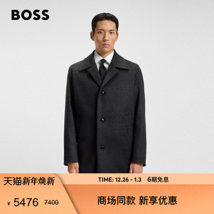 90%羊毛 新款 BOSS博斯 25年冬季 羊毛羊绒混纺宽松大衣外套 男士