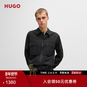 长袖 男士 衬衫 外套 HUGO雨果 泡泡纱宽松版 型外套衬衫