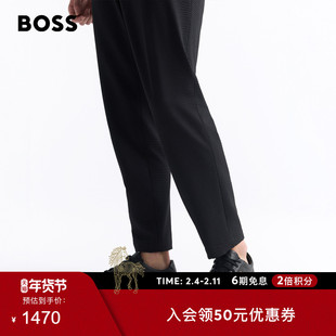 【情人节礼物 皮革运动鞋】BOSS博斯 男士徽标点缀系带皮革运动鞋