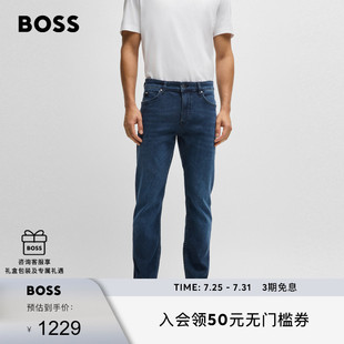 蓝色修身 男士 机能通勤系列 针织弹力牛仔裤 BOSS博斯