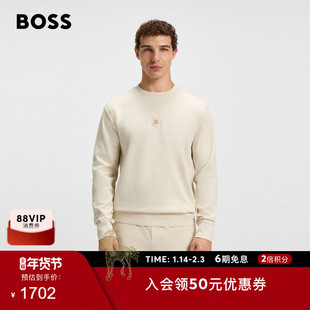 【卫衣无帽】BOSS博斯 男士冬款双B交织字母棉质混纺卫衣