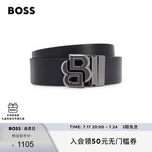男士 BOSS博斯 双B交织字母搭扣加针扣双面腰带