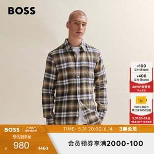 2024春夏格纹法兰绒质感常规版 型休闲衬衫 BOSS男士 HUGO