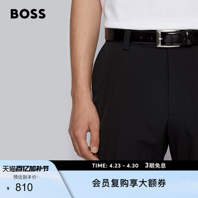 【礼物】BOSS博斯 男士商务现代风易搭光滑牛皮革针扣腰带