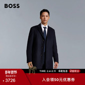 90%羊毛 BOSS博斯 男士 商务风长款 羊毛羊绒混纺羊毛大衣外套