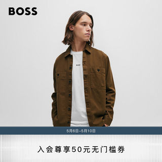 【男女同款】HUGO BOSS24春夏棉质斜纹布宽大外套情侣衬衫