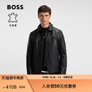 男士 25年冬季 新款 式 BOSS博斯 皮革衬衫 皮衣夹克 羊皮革