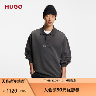 POLO领卫衣 新款 HUGO雨果 25年冬季 刺绣徽标棉质混纺卫衣 男士