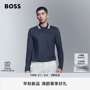 条纹衣领棉质珠地布Polo衫 BOSS博斯 新款 男士 2025秋季