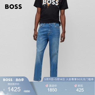 春夏蓝色舒适弹力锥形牛仔裤 BOSS男士 HUGO