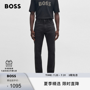 黑色舒适弹力锥形牛仔裤 BOSS博斯 新款 男士 25年春季