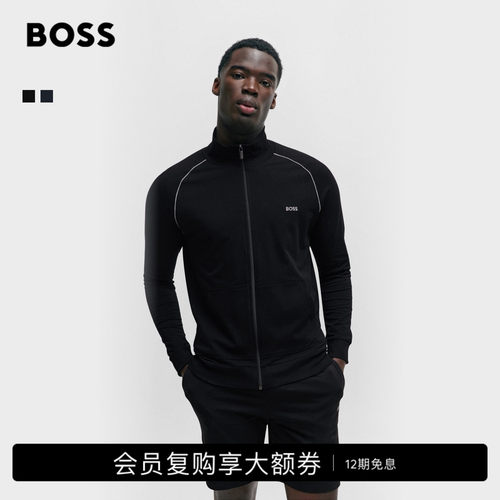 徽标细节装饰弹力棉质拉链夹克