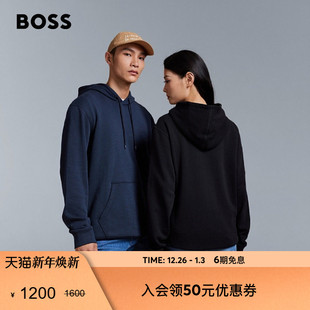 徽标饰片棉质毛圈布连帽卫衣 BOSS博斯 100%棉