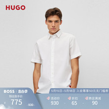 HUGO BOSS雨果博斯男磨毛弹力棉短袖衬衫