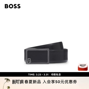男士 26年夏季 新款 BOSS博斯 双 交织字母搭扣皮革腰带 礼物