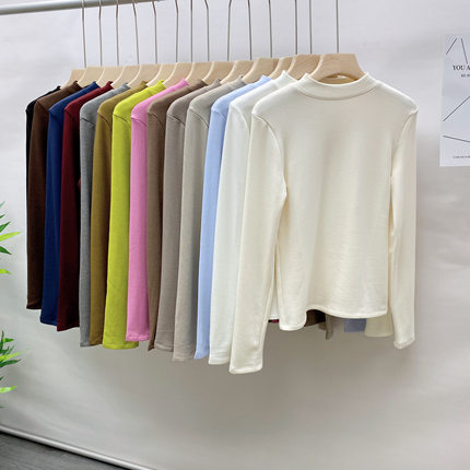 YUANXI 元熙 2025冬季新款加绒加厚羊绒棉磨毛小立领修身打底衫女