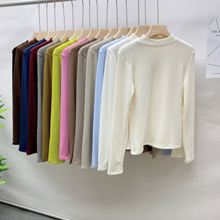 YUANXI 元熙 2025冬季新款加绒加厚羊绒棉磨毛小立领修身打底衫女