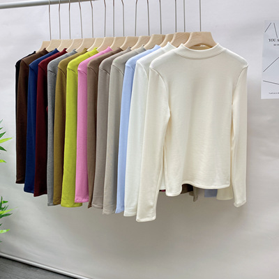 YUANXI 元熙 2025冬季新款加绒加厚羊绒棉磨毛小立领修身打底衫女