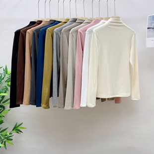 2025冬季 熙 新款 加绒加厚羊绒棉磨毛半高领修身 女 YUANXI 打底衫 元