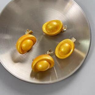 高颜值仿真金色招财小元宝发夹女2025新款过年趣味个性侧边发卡子