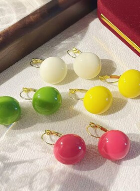 多巴胺彩色圆球耳环2025新款