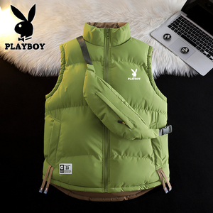 playboy花花公子马甲男秋冬新款情侣两面穿背心青少年羽绒棉坎肩