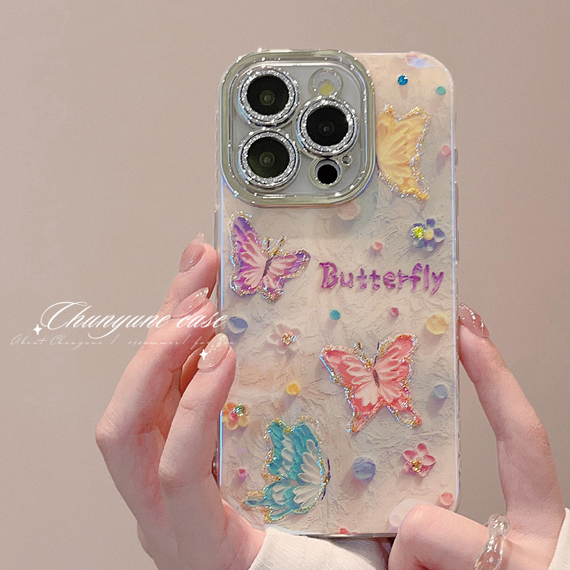 水钻彩色蝴蝶适用于苹果手机壳