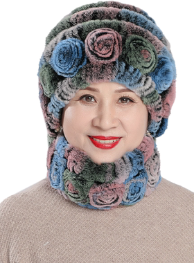 中老年人帽子女士冬季獭兔毛奶奶