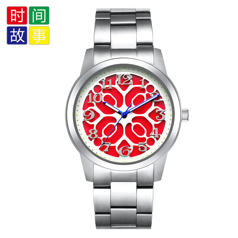 时间故事夜光男士防水潮流户外发光钢带学生概念极客老人防水手表