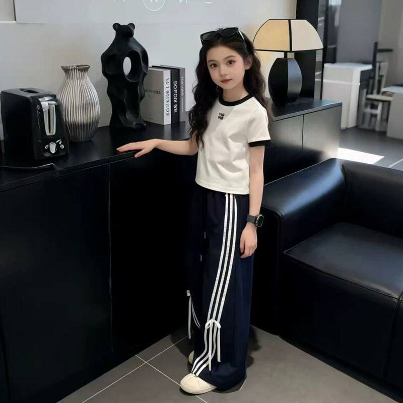 女童夏季薄款2026新款洋气时髦女孩阔腿裤长裤儿童街舞裤休闲裤子