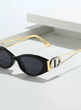 D家小框猫眼新款墨镜女高级感金属个性眼镜户外防晒跨境潮太阳镜