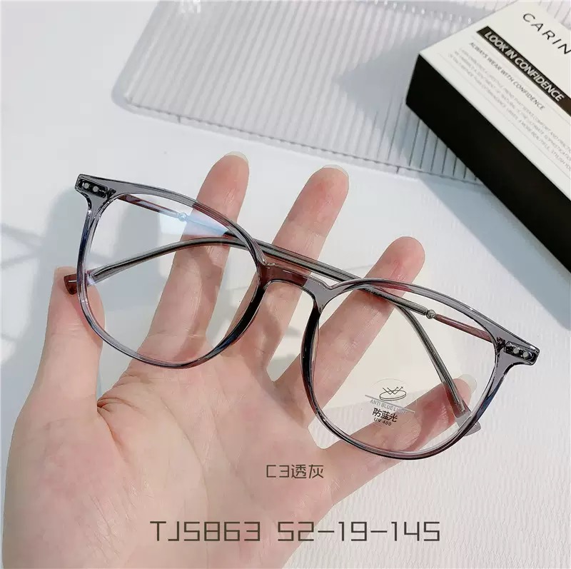 视蒙同款茶棕色圆框平光镜防蓝光眼镜架小框素颜镜框潮流TJ5863