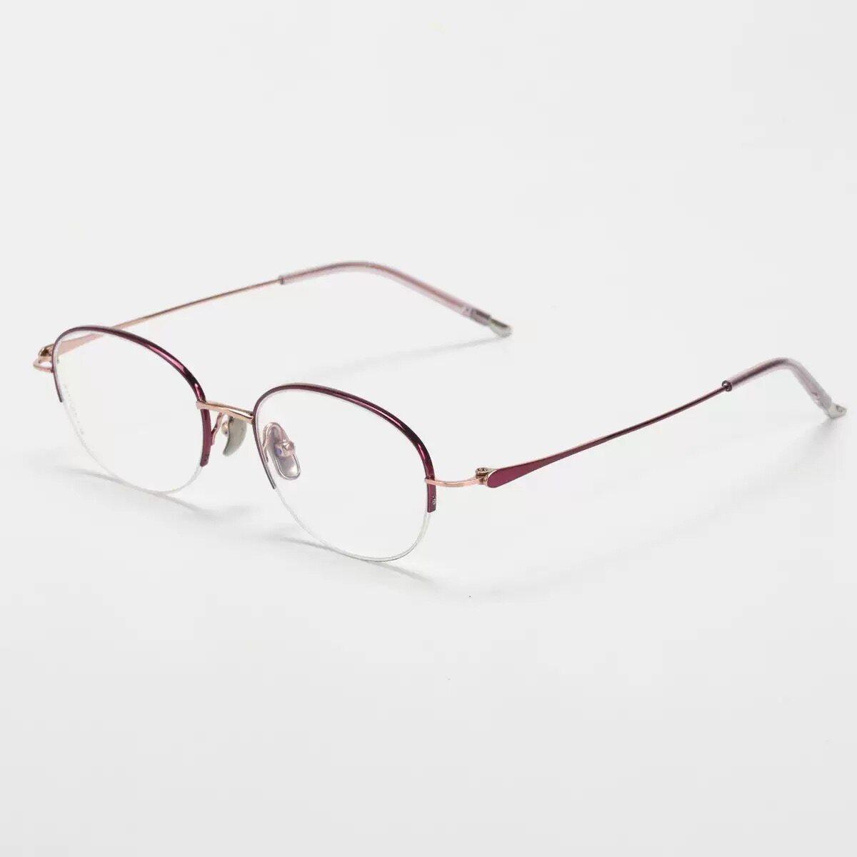 8117 纯钛眼镜架女款款半框架钛架细框框眼镜可配度数近视眼红色