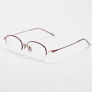 8117 纯钛眼镜架女款款半框架钛架细框框眼镜可配度数近视眼红色