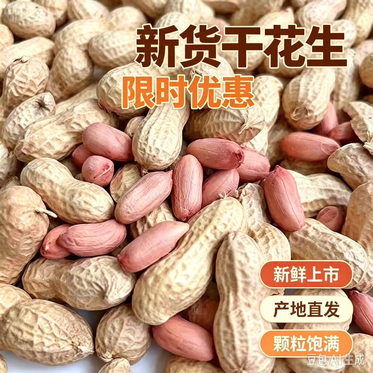 自然晾晒花生带壳干花生净重发货