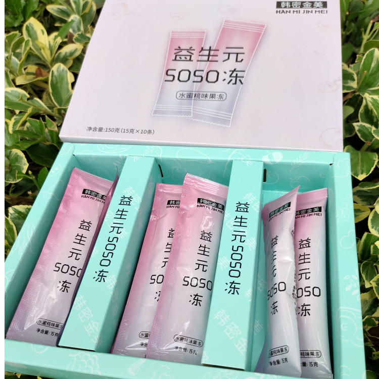 微商正品韩密金美益生元soso冻水蜜桃味果味型果冻嗖啦啦酵素粉