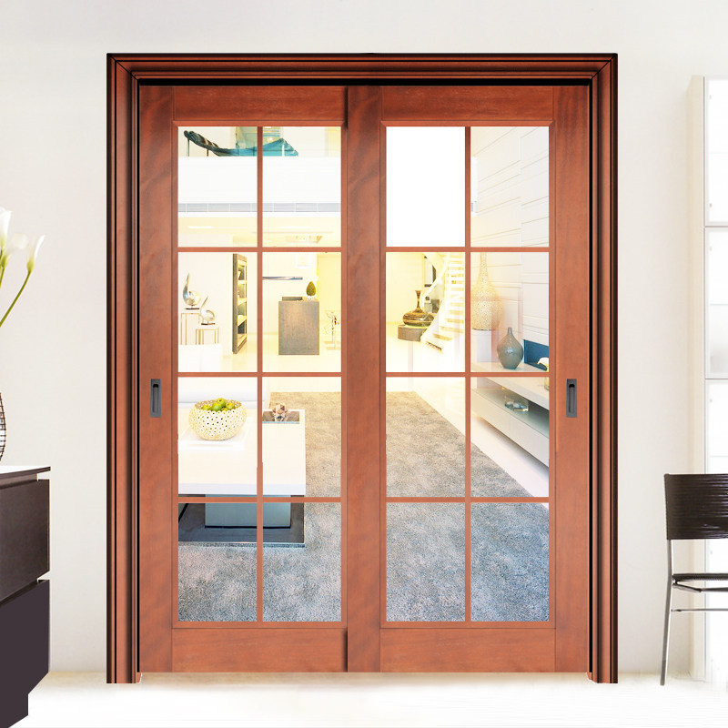 原木玻璃移门卫生间推拉门磨砂玻璃移门厕所现代简约推拉门红胡桃