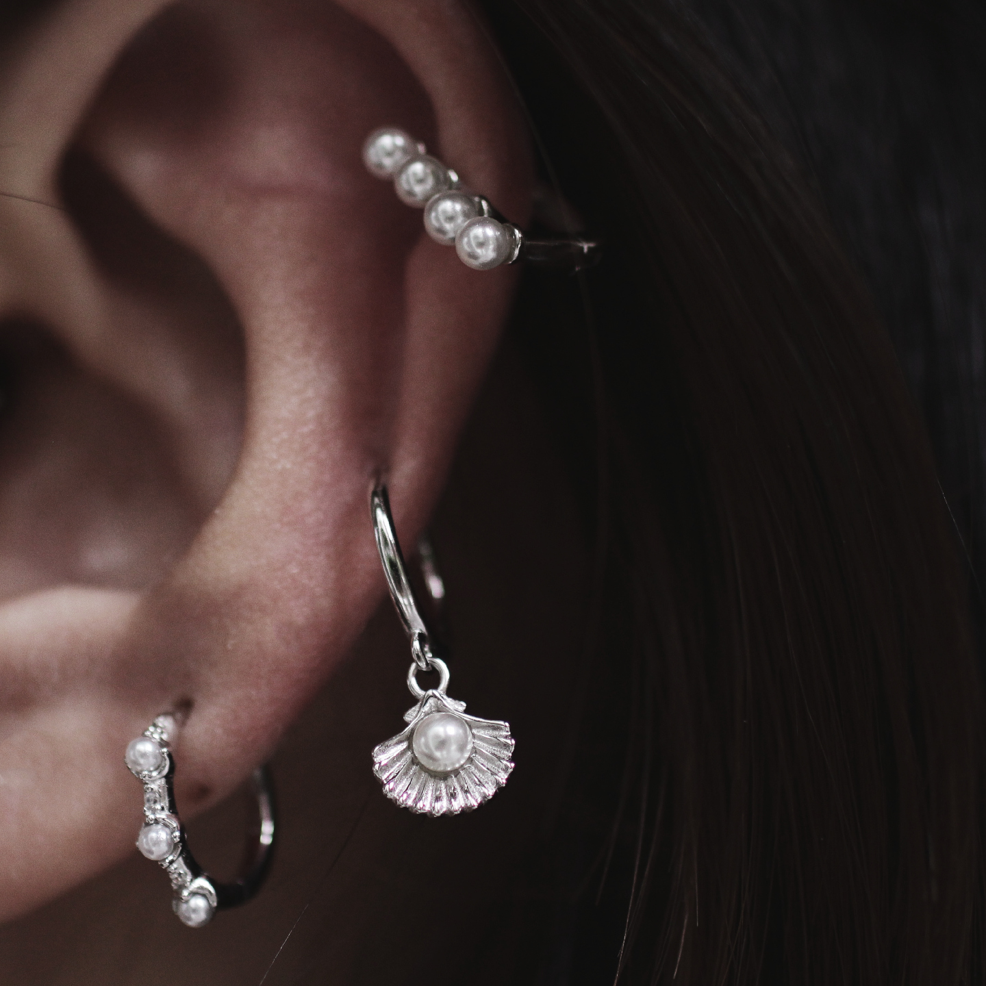 波西米亚度假风925银贝壳耳环