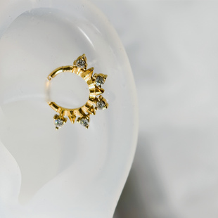 街头辣妹ins风耳骨环复古霸气粗杆铆钉镂空ROOK太阳耳环小众朋克