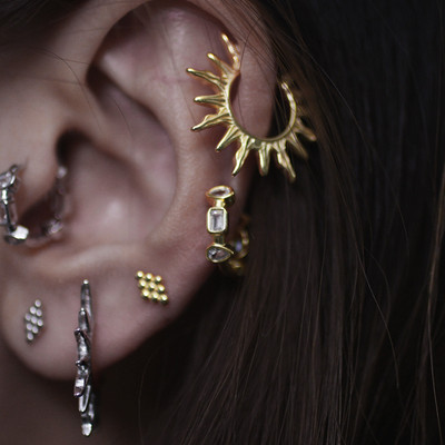 芒星闪耀太阳耳骨环原创夸张设计