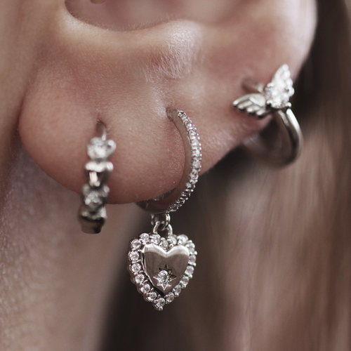 巴洛克爱心翅膀925银耳骨圈