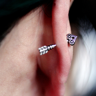 爱心ROCK耳钉夸张粗杆权杖立体浮雕桃心欧美哥特巴洛克韩国耳骨钉