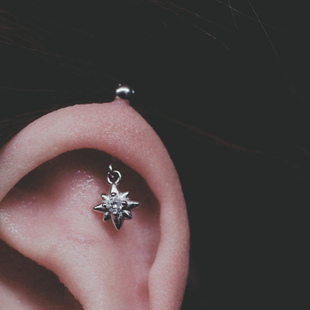 星芒耳钉北极星helix螺纹穿刺耳骨钉女925银色清冷感闺蜜礼物潮