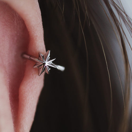 Tragus/Helix925银星芒耳骨环女