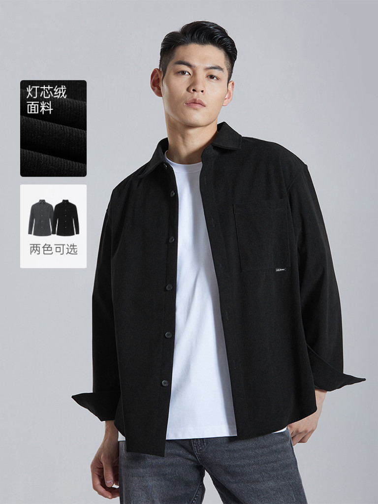 G4QXC7012Y利家春秋男士商务休闲灯芯绒长袖衬衫保暖可外穿185号