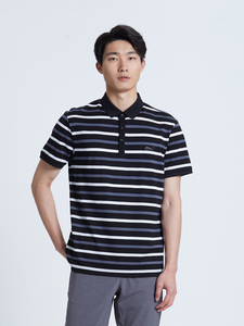190号利家夏季男士商务经典条纹翻领短袖polo衫T恤21XTX1091Y