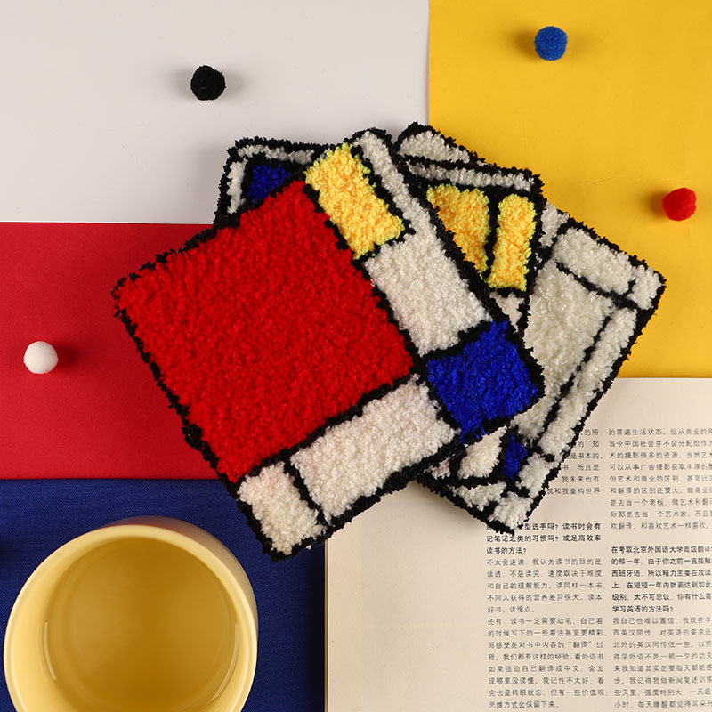 戳戳绣几何创意杯垫手工diy材料包初学者自制毛线画隔热垫戳戳乐